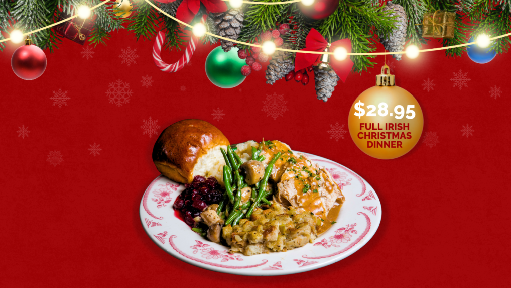 Traditional Irish Christmas Dinner as well as Jameson honey-glazed ham, both for only $28.95 on Christmas Day at Rí Rá Irish Pub, The Shoppes at Mandalay Place, 3930 Las Vegas Blvd South, Las Vegas NV 89119