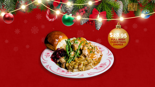 Traditional Irish Christmas Dinner as well as Jameson honey-glazed ham, both for only $28.95 on Christmas Day at Rí Rá Irish Pub, The Shoppes at Mandalay Place, 3930 Las Vegas Blvd South, Las Vegas NV 89119